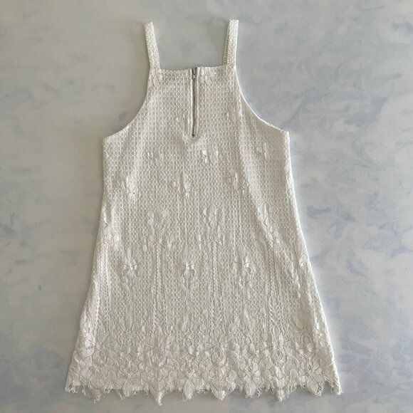 Francesca's White Floral Lace Flowy Sleeveless Mini Dress - Picture 2 of 8
